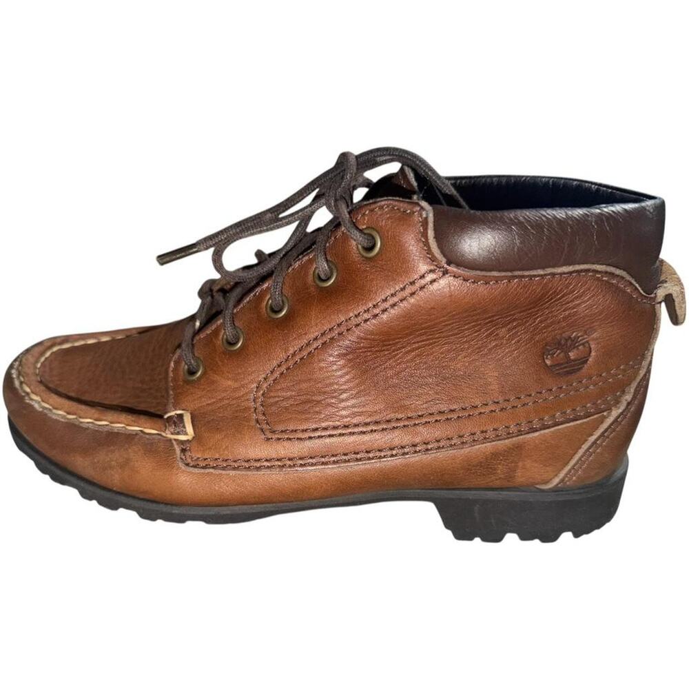 Vintage brown leather timberland lace